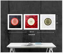 "Zen in Black, Red and White" Triptych by Nancy Bermel, Mixed Media on Canvas