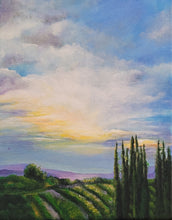 "Sunset at the Vineyard" by Cecilia Kelleher, Acrylic on Canvas