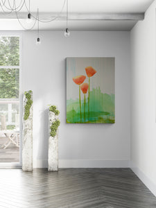 "3 Poppies" by Christy Linton, Mixed Media on Canvas