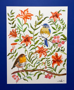 "Spring Birds" by Manpreet K. Chawla, Mixed Media on Foam Board