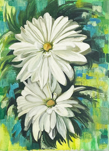 "Flourishing Daisies" by Manpreet K. Chawla, Mixed Media on Canvas