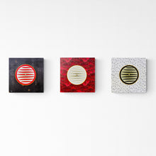 "Zen in Black, Red and White" Triptych by Nancy Bermel, Mixed Media on Canvas