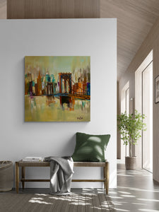 "Brooklyn Bridge" by Nuray Majd, Oil on Canvas