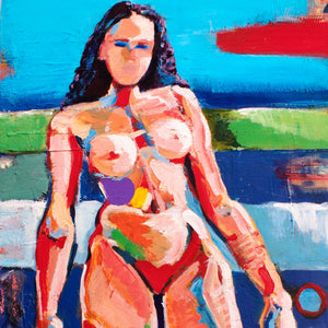 "Laguna Beach Girl" by Sergio Mariscal, Acrylic on Textured Canvas