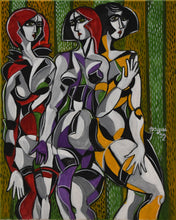 "Three Models" by Nagui Achamallah, Acrylic on Canvas