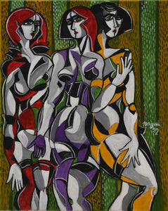 "Three Models" by Nagui Achamallah, Acrylic on Canvas