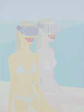 "Girls Watching The Same Movie On The Beach" By Olga Feshina, Acrylic on Canvas