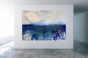 “Deep Blue” By Kathleen Rhee, Mixed Media on Canvas