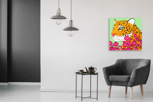 “Green Tiger” By Luigi Mastrangelo, Acrylic on Canvas