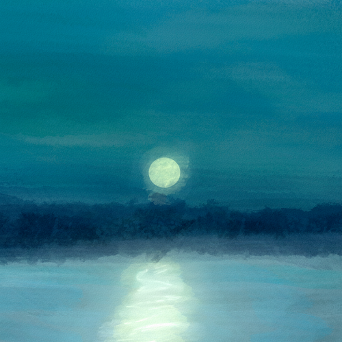 “Moonlit Lake” by Eric Blue, Digital Print on Canvas