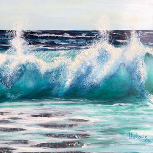 “Sparkling Blue Waves” by Adriana Vukovic, Mixed Media on on Plexiglass