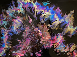 “Black Magic” by Kimberly Altman, Fluid Acrylic on Canvasl Sealed with Resin