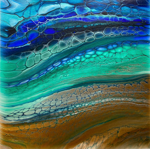 “Verdant River” by Kimberly Altman, Fluid Acrylic on Wood Panel Sealed with Resin