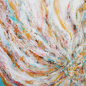 "Twirl Into The Light" by ChanMi Jung Pyles, Acrylic with Genuine Gold Leaf on Canvas