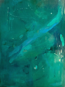 "Sparkling Wave of Emerald" by Emery Marczinko, Mixed Media on Canvas