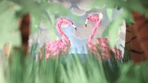 "Flamingoes" By Dave Hull, Multiplane Photograph on Canvas