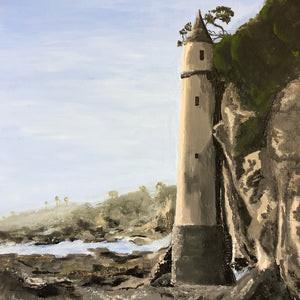 "Historic Pirate Tower LB" by Christine Holder, Acrylic on Canvas