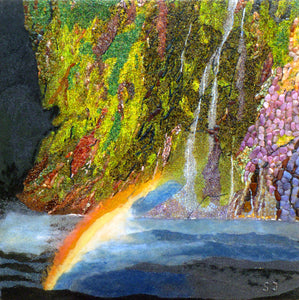 "Rainbow" by Ilya Schar, Genuine Gems on Wood Panel