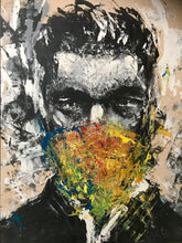"Vincent Cassel Masked" By Eric Son, Mixed Media on Wood