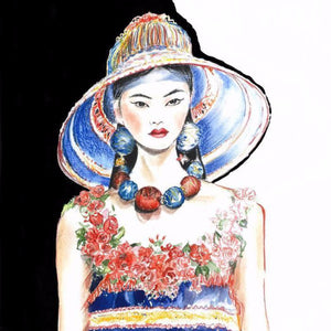 "Dolce&Gabbana Spring 2019 RTW" By Olga Bakke, Mixed Media on Watercolor Paper