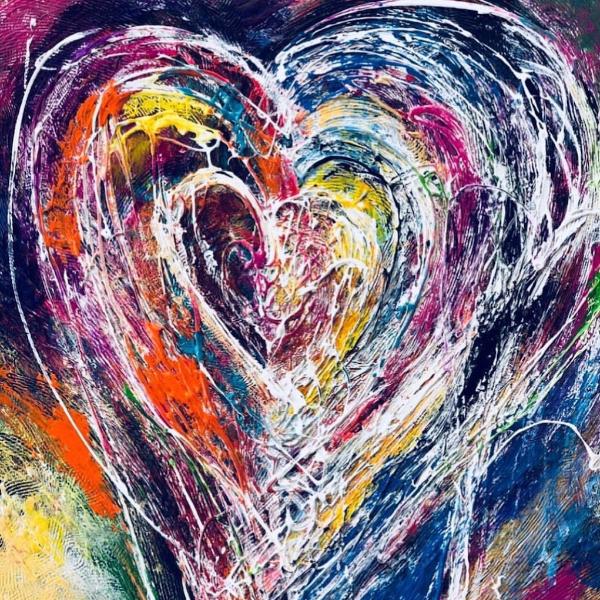 Tangled Hearts by Wafa Abbasi, Mixed Media on Canvas