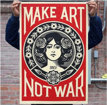 "Make Art Not War" Lithograph Signed by the Artist Shepard Fairey as shown at Laguna Beach Art Museum