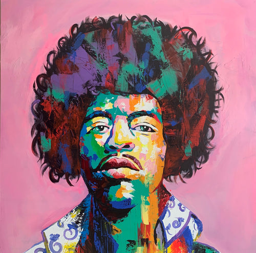 “Jimi Hendrix 1” By Israel Rodriguez, Acrylic on Canvas
