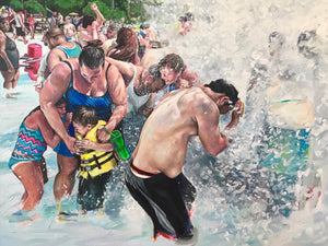 People of Six Flags - Deluge by Candice Flewharty, Oil on Canvas