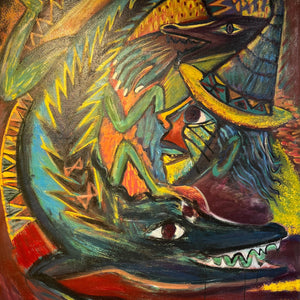"Rey Lagarto" by Oscar Martínez, Oils on Canvas