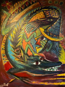 "Rey Lagarto" by Oscar Martínez, Oils on Canvas