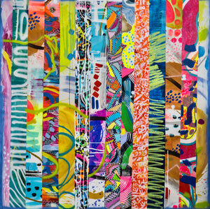 "No. 3621" by Katya Saab, Mixed Media on Stitched Canvas