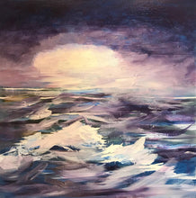 Violet Seas by Linda King, Acrylic and Collage on Canvas