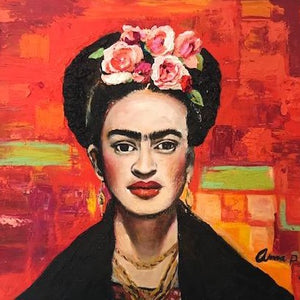 "Textured Floral Frida" by Anna P. Sutton, Oils on Canvas