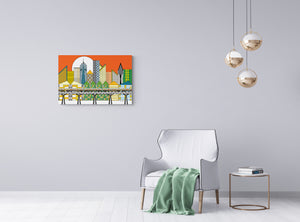 "Cityscape" by ﻿Skye Wright, Digital Drawing-Printed on Museum Quality Acrylic Glass