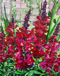 “Snapdragons” By Monica List, Acrylic on Wood Cradled Panel