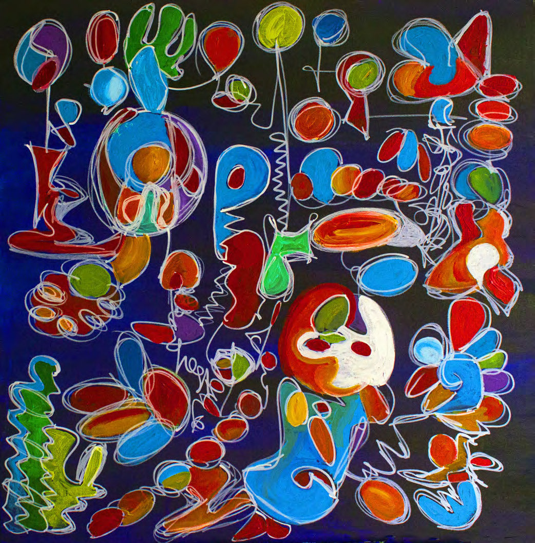 “Baby Boom” by Nathalie Gribinski, Acrylics and oil Markers on Canvas
