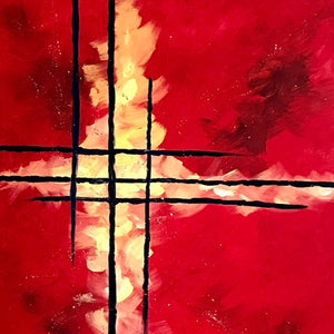 "Crimson Rising" by Mary Ann Nelson, Acrylic on Canvas