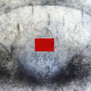 "Webbings & The Red Rectangle" by Mira M. White, Encaustic & Mixed Media, Panel