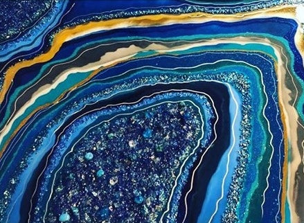 “Ocean love” By Jennifer Burns, Aquamarine and Various Crystals  