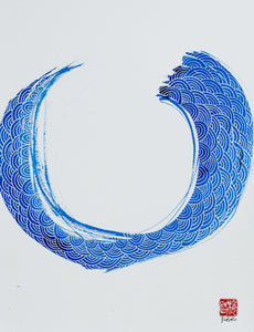 "Whole(ness)" by Mehru Pekus, Blue ink and Pen on Heavy Weight Paper