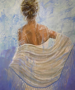 “Waiting” by ﻿Bonnie Perlin, Oil on Canvas