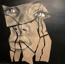 "Fractured Too" by Patricia Turner, Acrylic on Burlap, Cradle Board