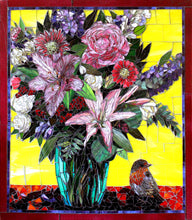 "Robin with Tulips" by Sandra Bryant, Glass Mosaic