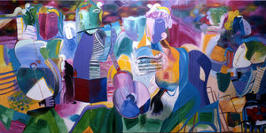 "Musicians" Triptych by Sima Wewetzer, Acrylic on Canvas