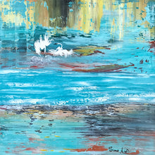 " Swans at Turquoise Water" by Sima Wewetzer, Acrylic on Canvas