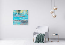 " Swans at Turquoise Water" by Sima Wewetzer, Acrylic on Canvas