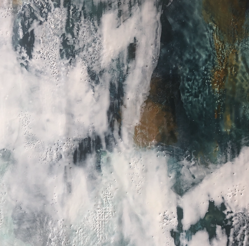 “ABSORPTION” By Jodie Stejer, Encaustic With White Floating Frame