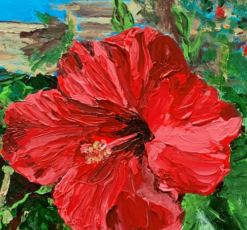 “Hawaiian Hibiscus” By Monica List, Acrylic on Wood Cradled Panel