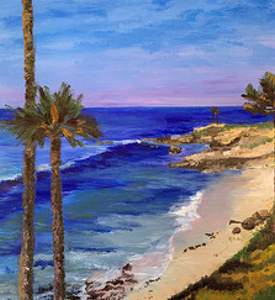 “Serene Beach” By Monica List, Acrylic on Wood Cradled Panel