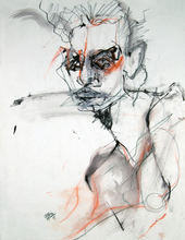 Male Portrait in Orange by Cristina Paulos, Mixed Media On Paper